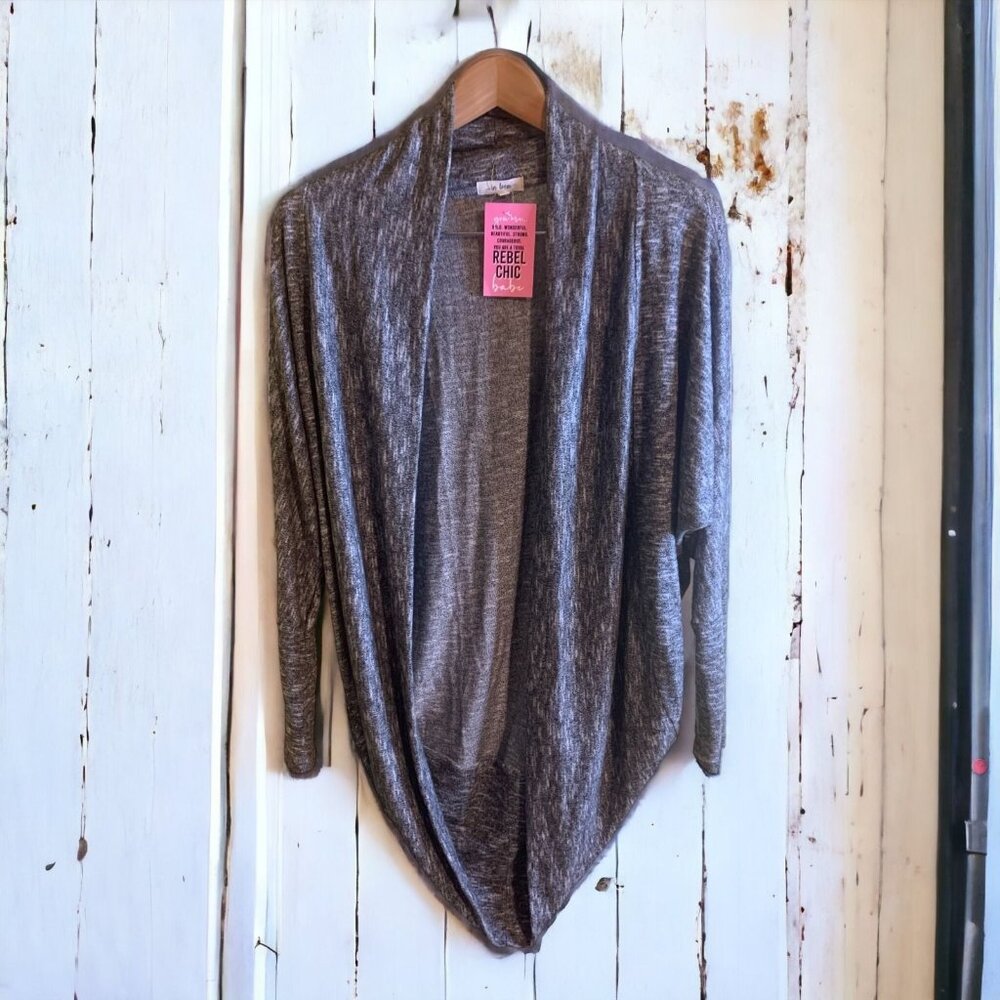 New Rebel Chic Womens Small Medium Gray Tunic Cardigan BOHO Chic Hippie